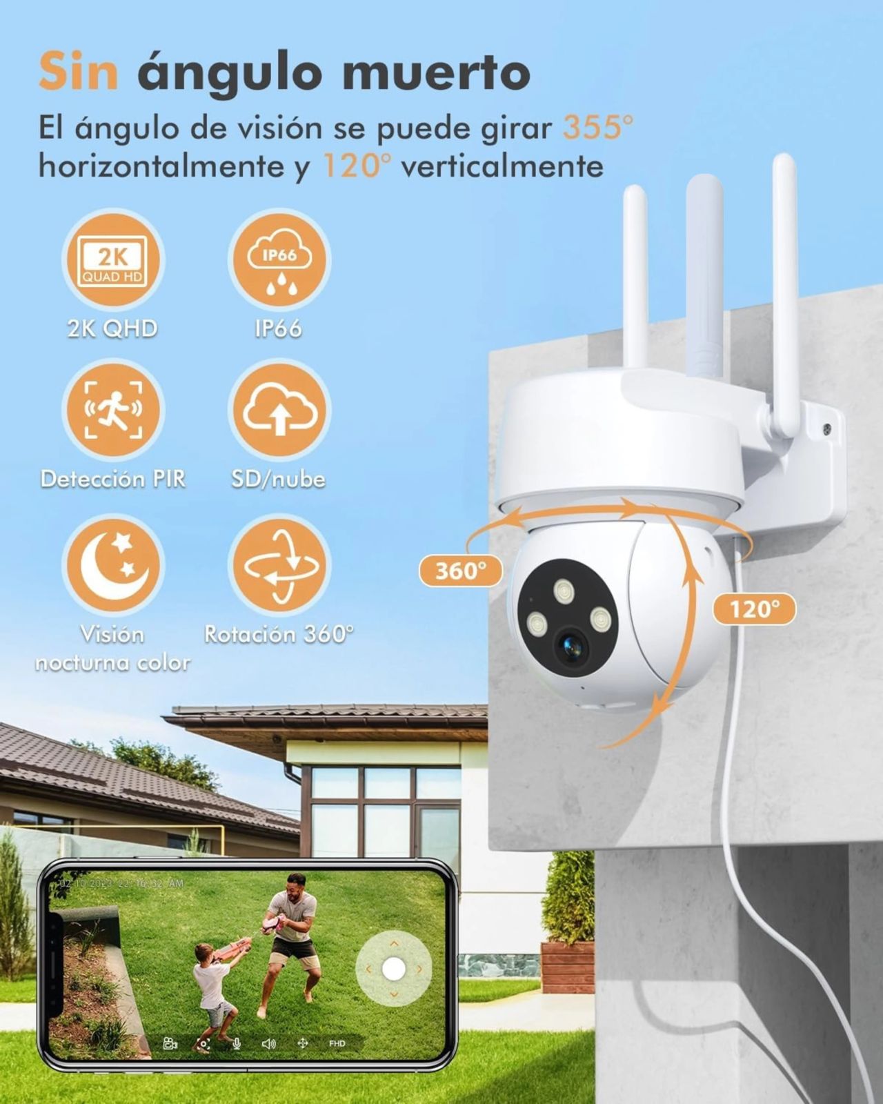 Cámara de Seguridad WhiteCam®️ | 360º 4K Control con Movil